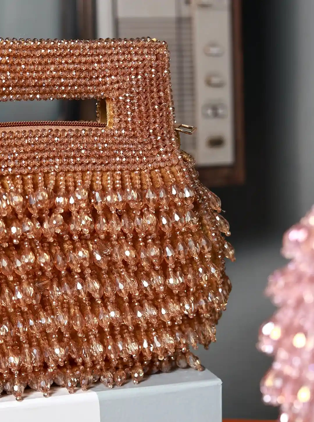 Cindy Gold Pearls Box Clutch