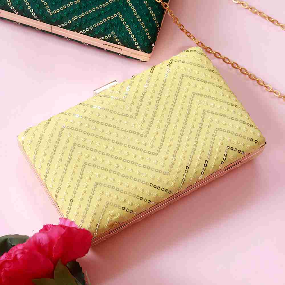 Mehak Zig Zag Sequins Embroidered Clutch