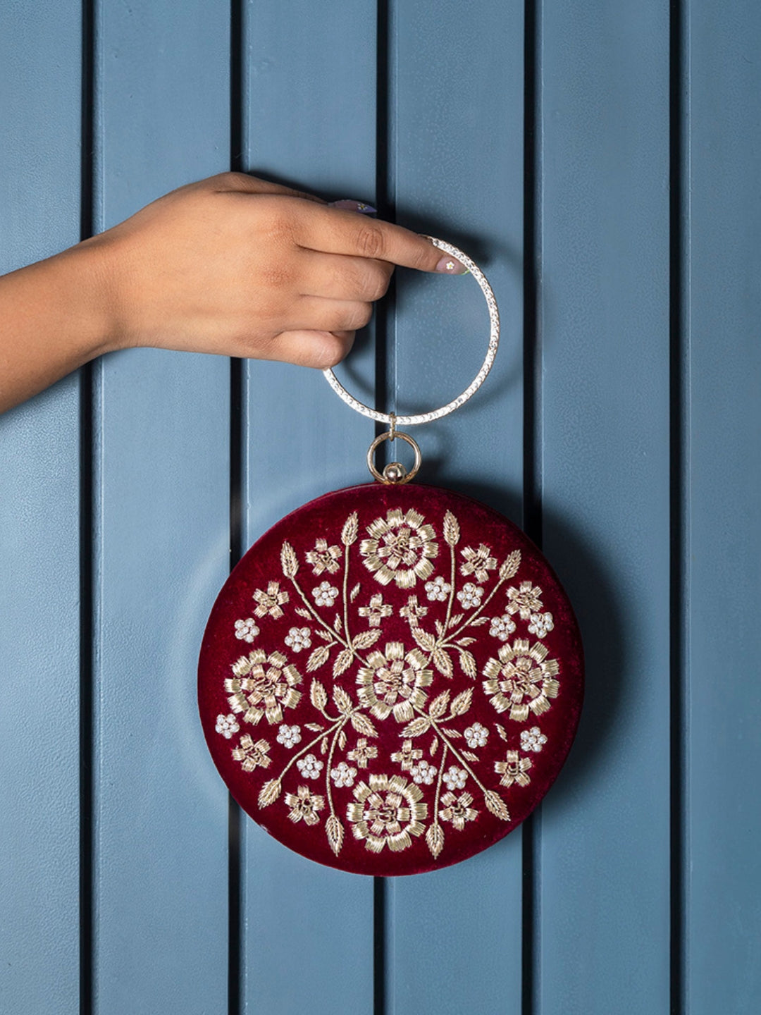 Shalimar Maroon Hand Embroidered Clutch