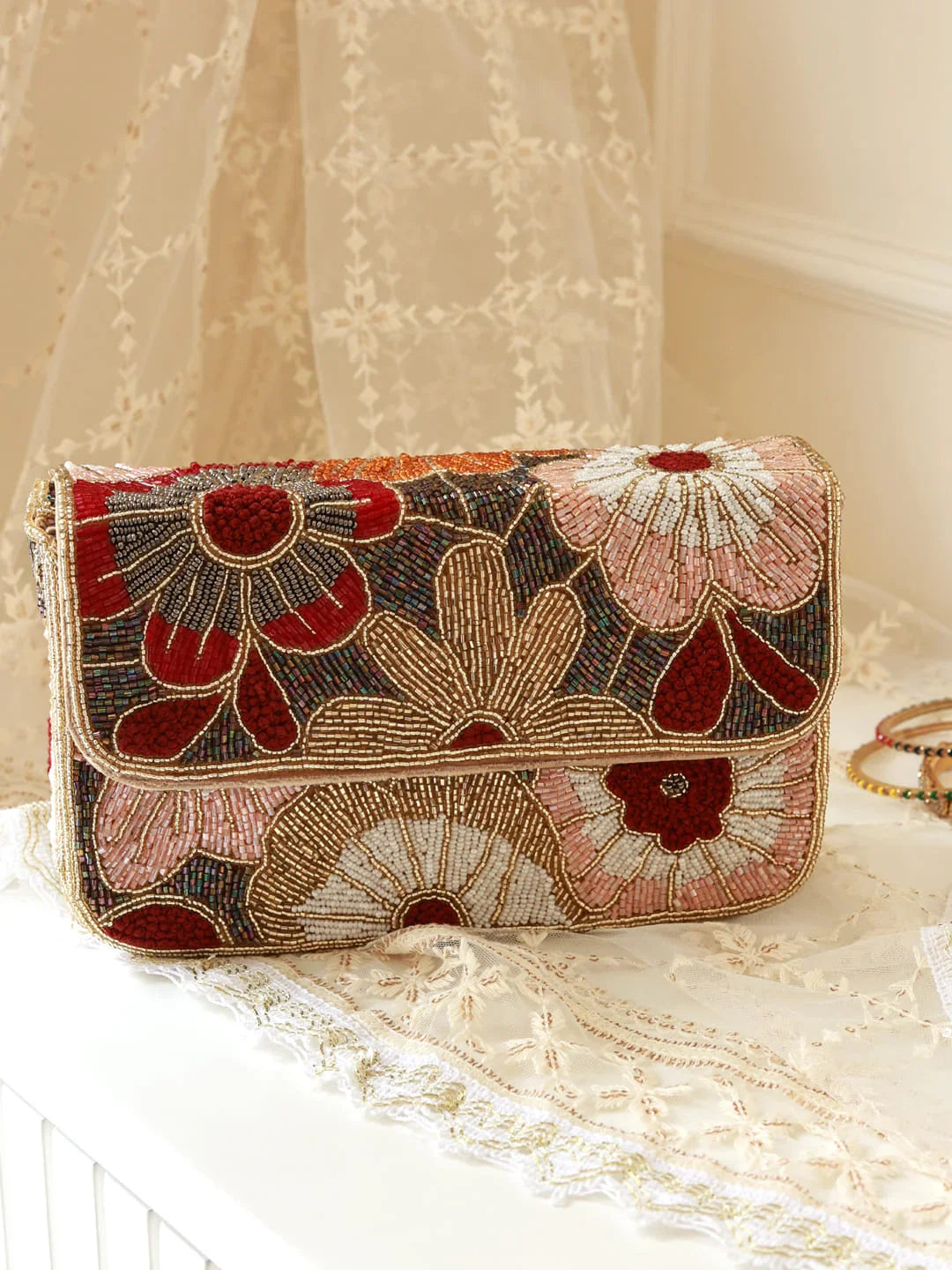 Daisy Red  Floral Shoulder Bag