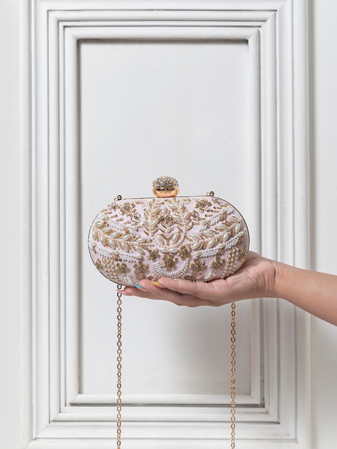 Elizah Gold Zardozi Hand Embroidered Clutch