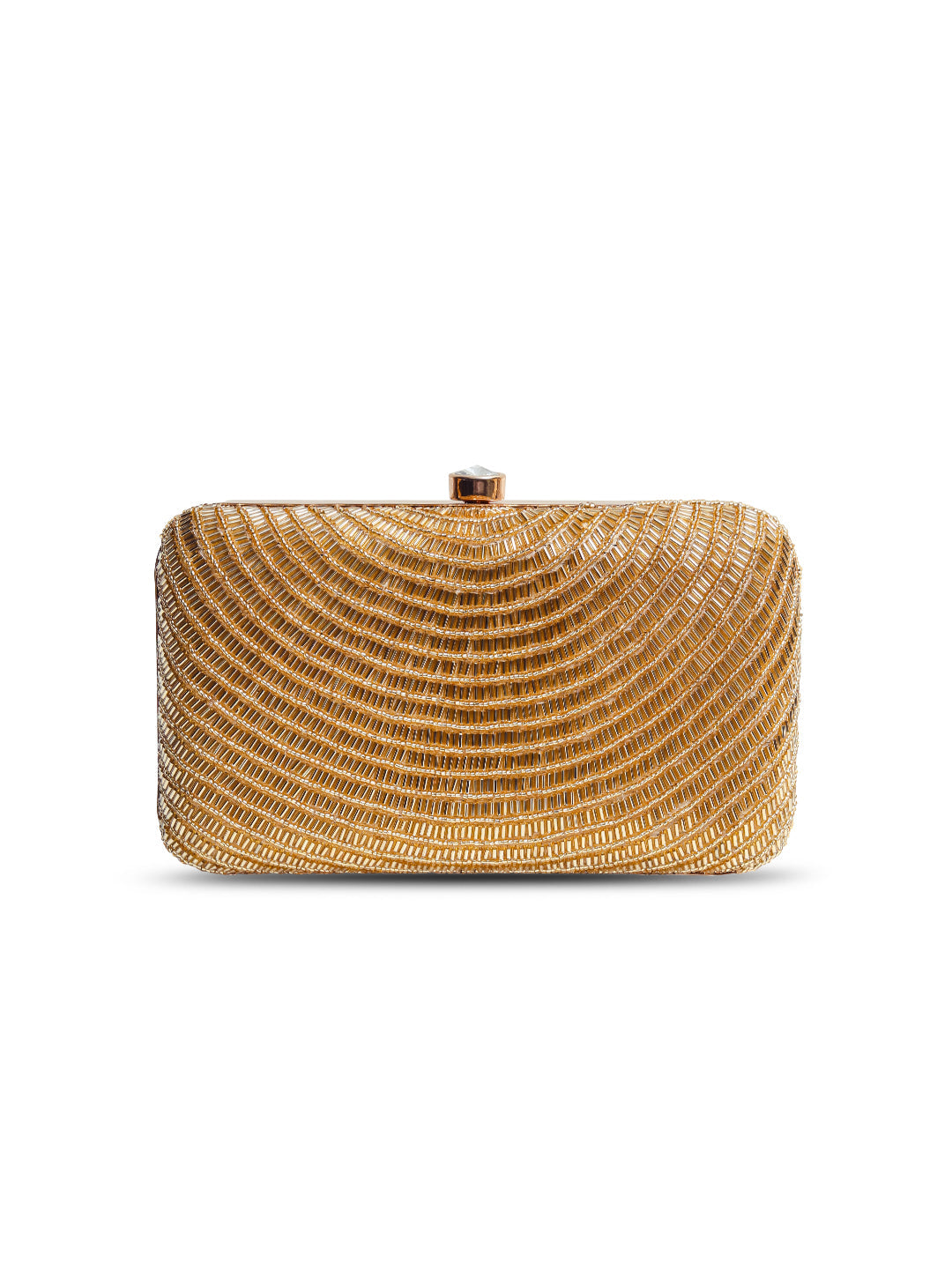 Glitz Golden Hand Embroidered Party Clutch