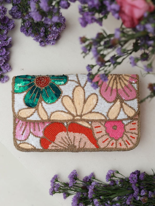 Daisy Floral Baguette Bag with Handle