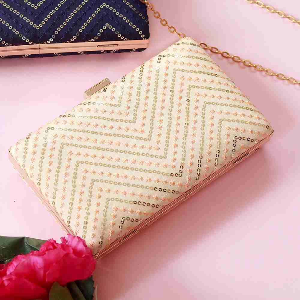 Mehak Zig Zag Sequins Embroidered Clutch