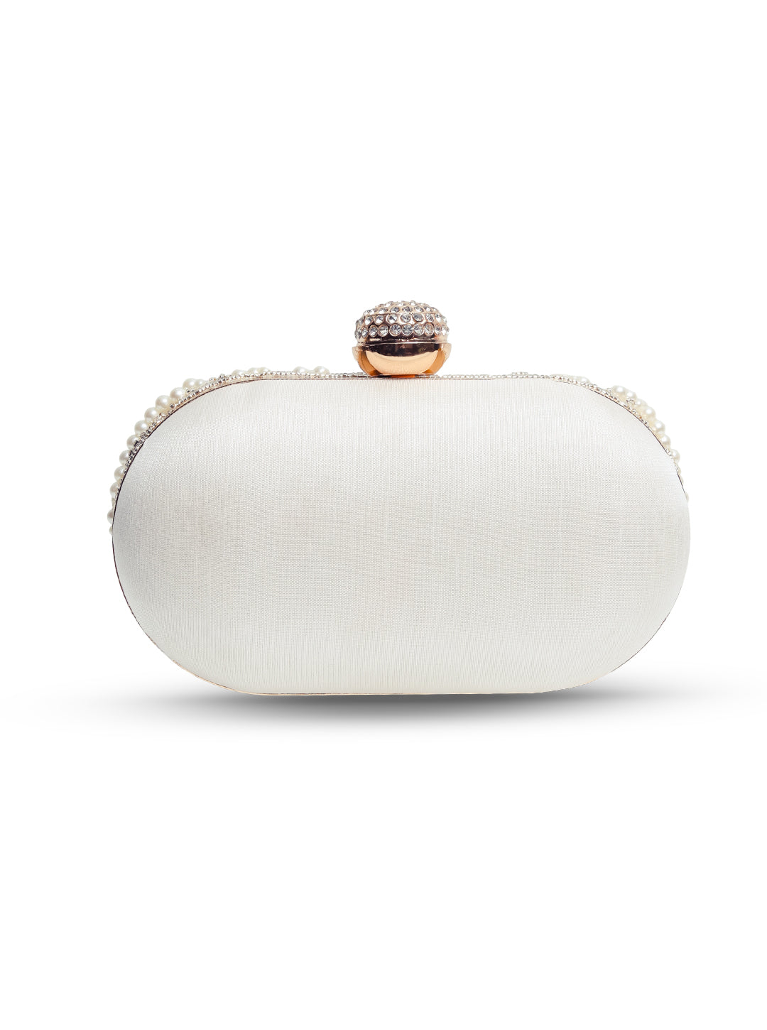 Rabia Silver Hand Embroidered Pearl Clutch