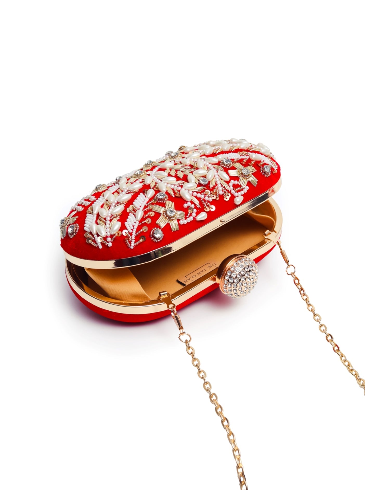 Elizah Red Zardozi Hand Embroidered Clutch