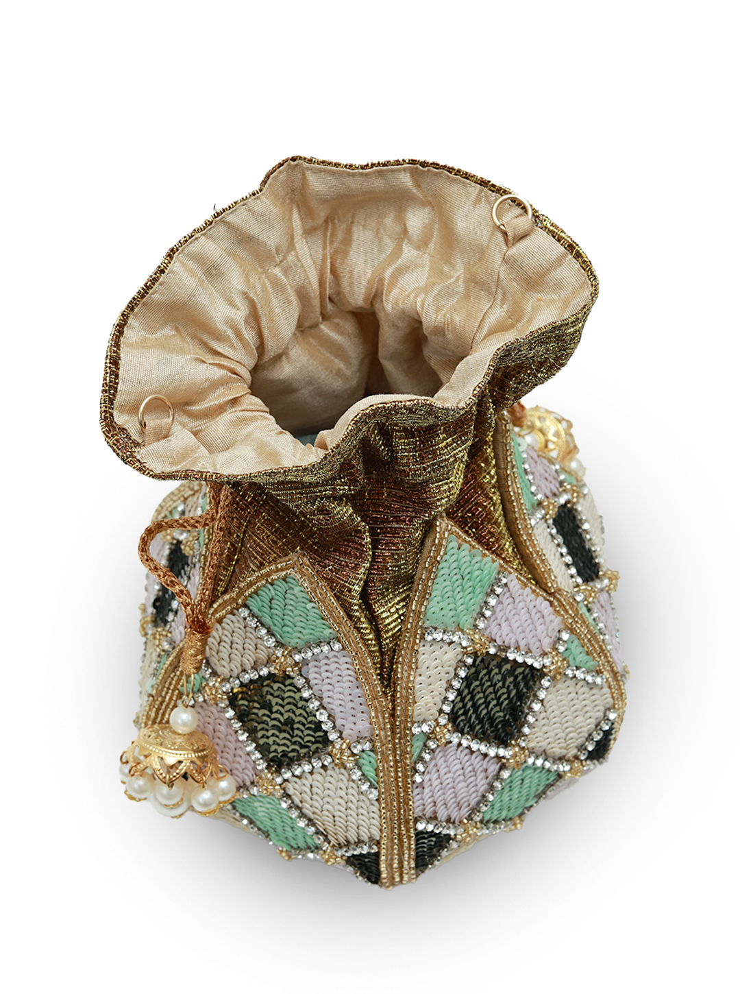 Ketki Lotus Potli with Pearl handle