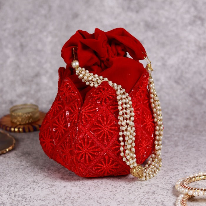 Ehsaas Hand Embroidered Lotus Potli