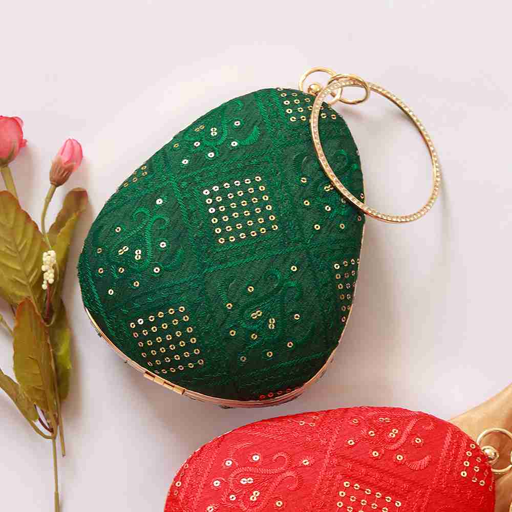 Delight Almond Shape Embroidered Clutch