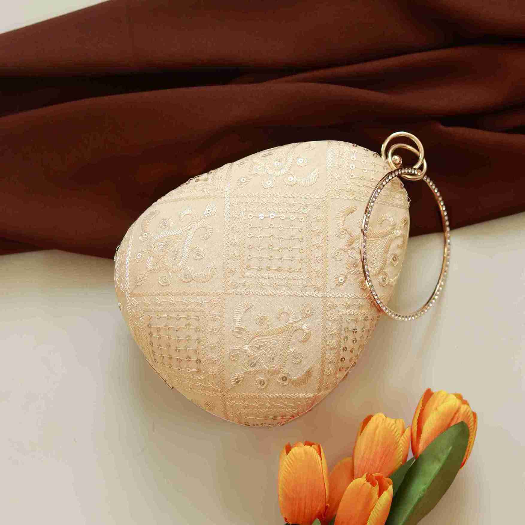 Delight Almond Shape Embroidered Clutch