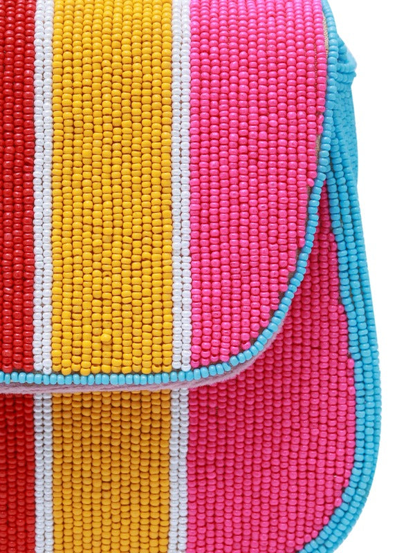 Stripe Multicolor Baguette Bag with Handle