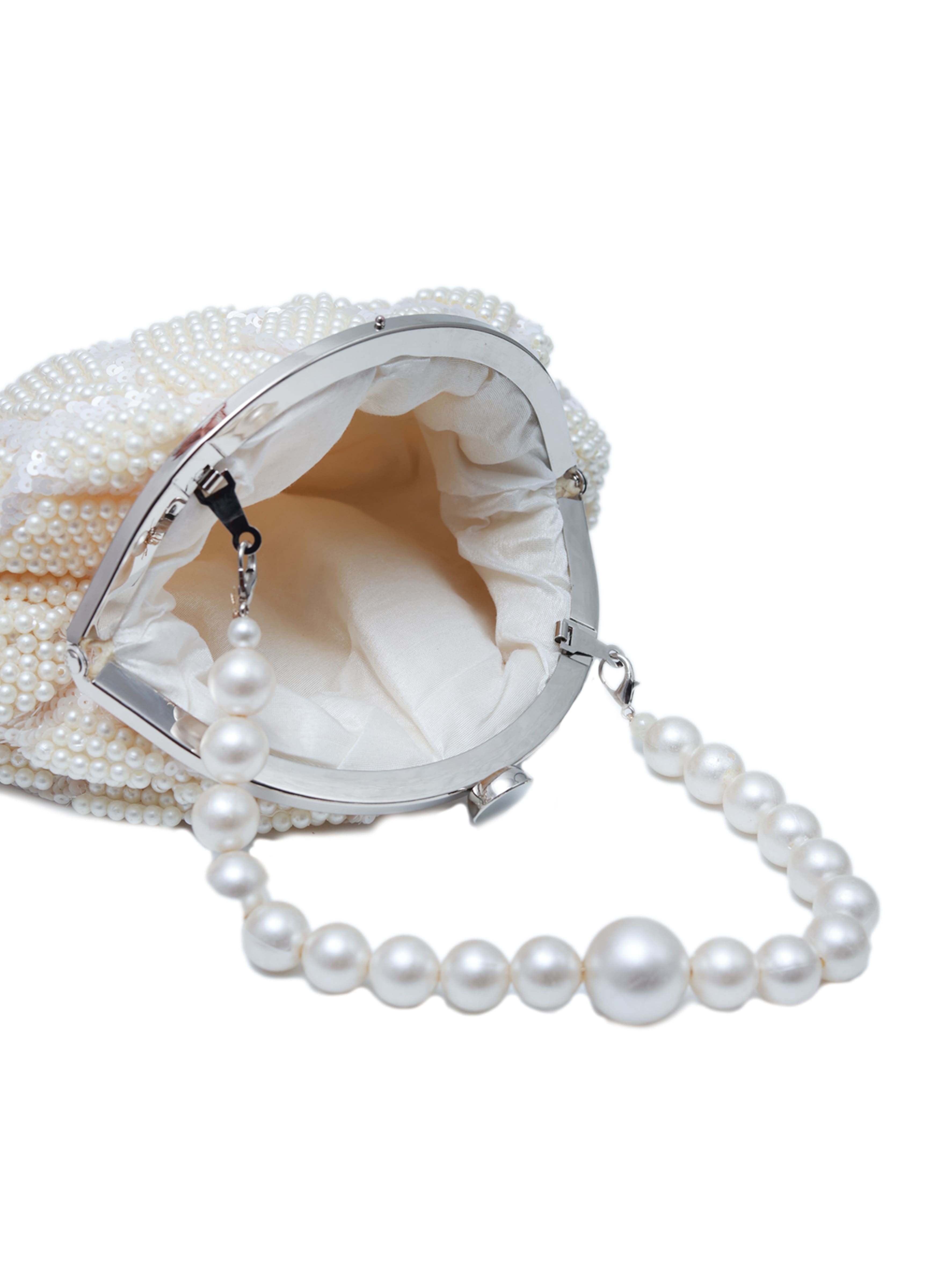 Tara Pearl Tasselled Batua with Detachable Handle