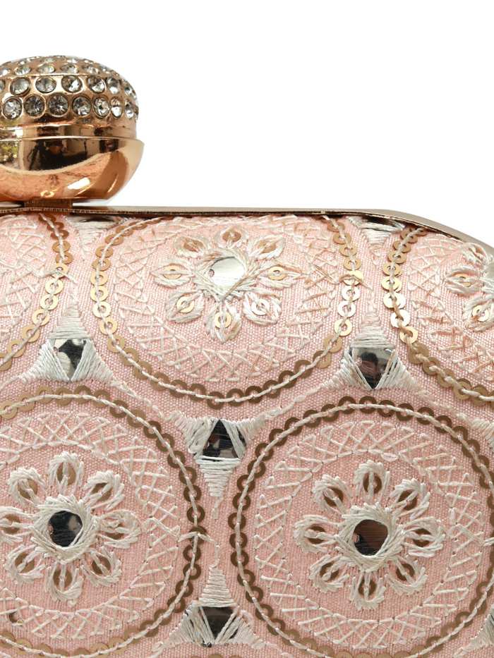 Inaara Peach Oval Clutch