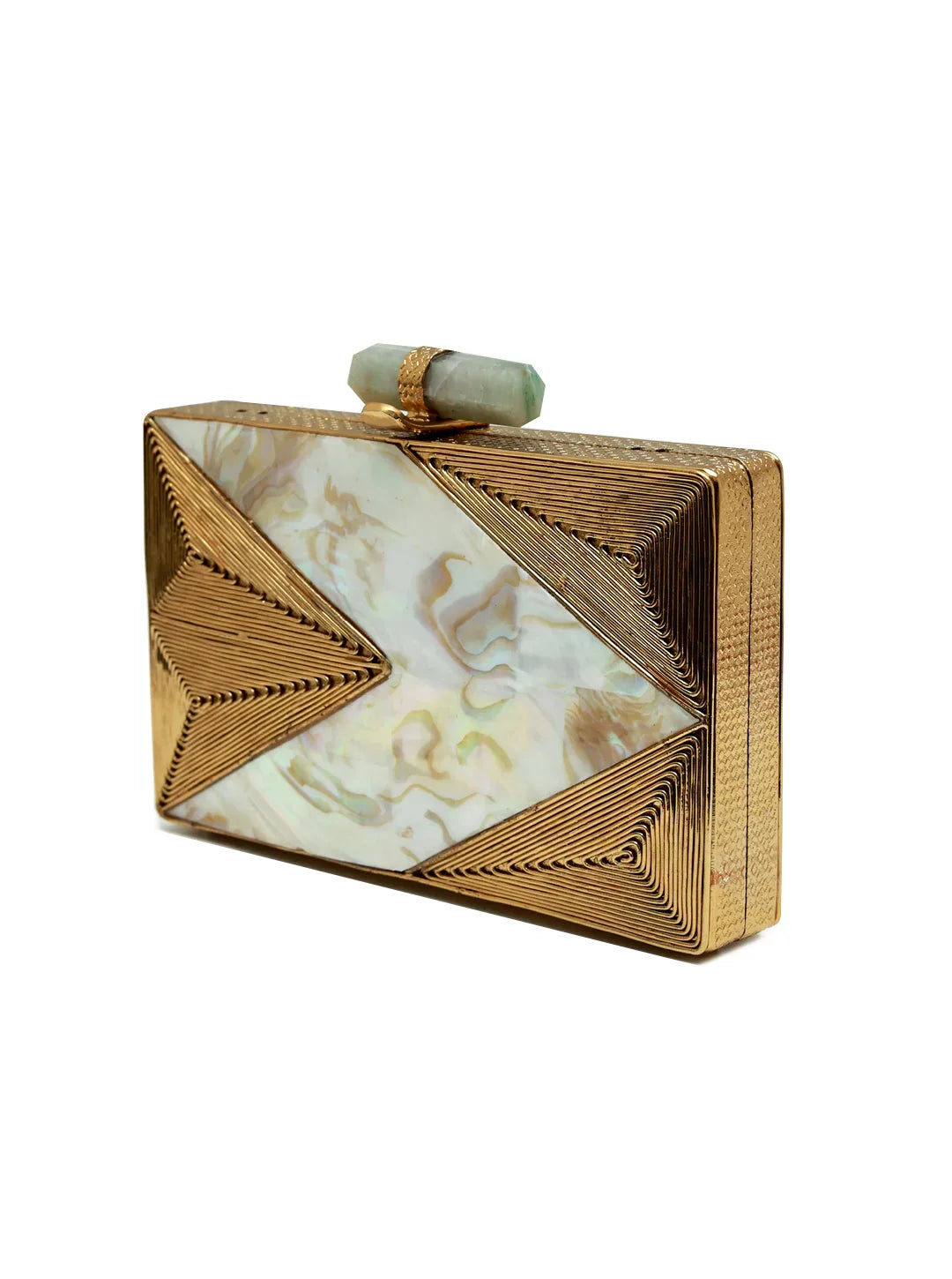 Krysty Mother of Pearl Brass Clutch