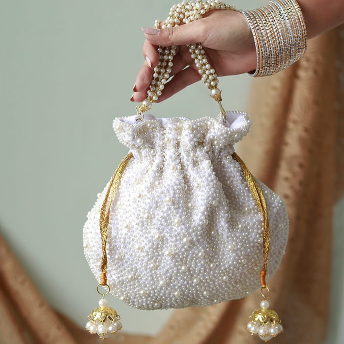 Nayaab Pearl Potli Bag with Handle