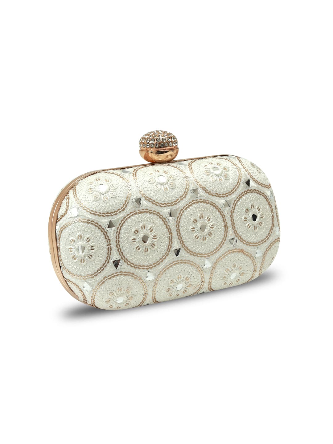 Inaara White Oval Clutch