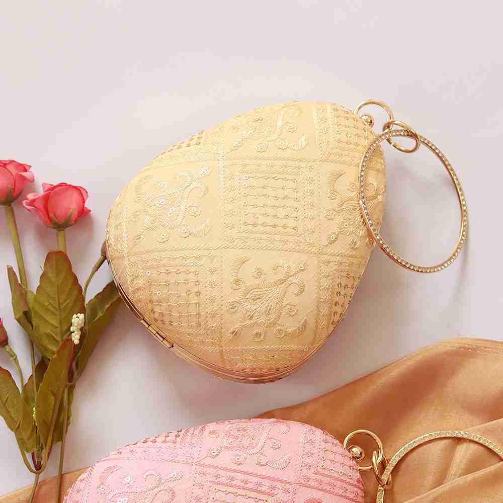 Delight Almond Shape Embroidered Clutch