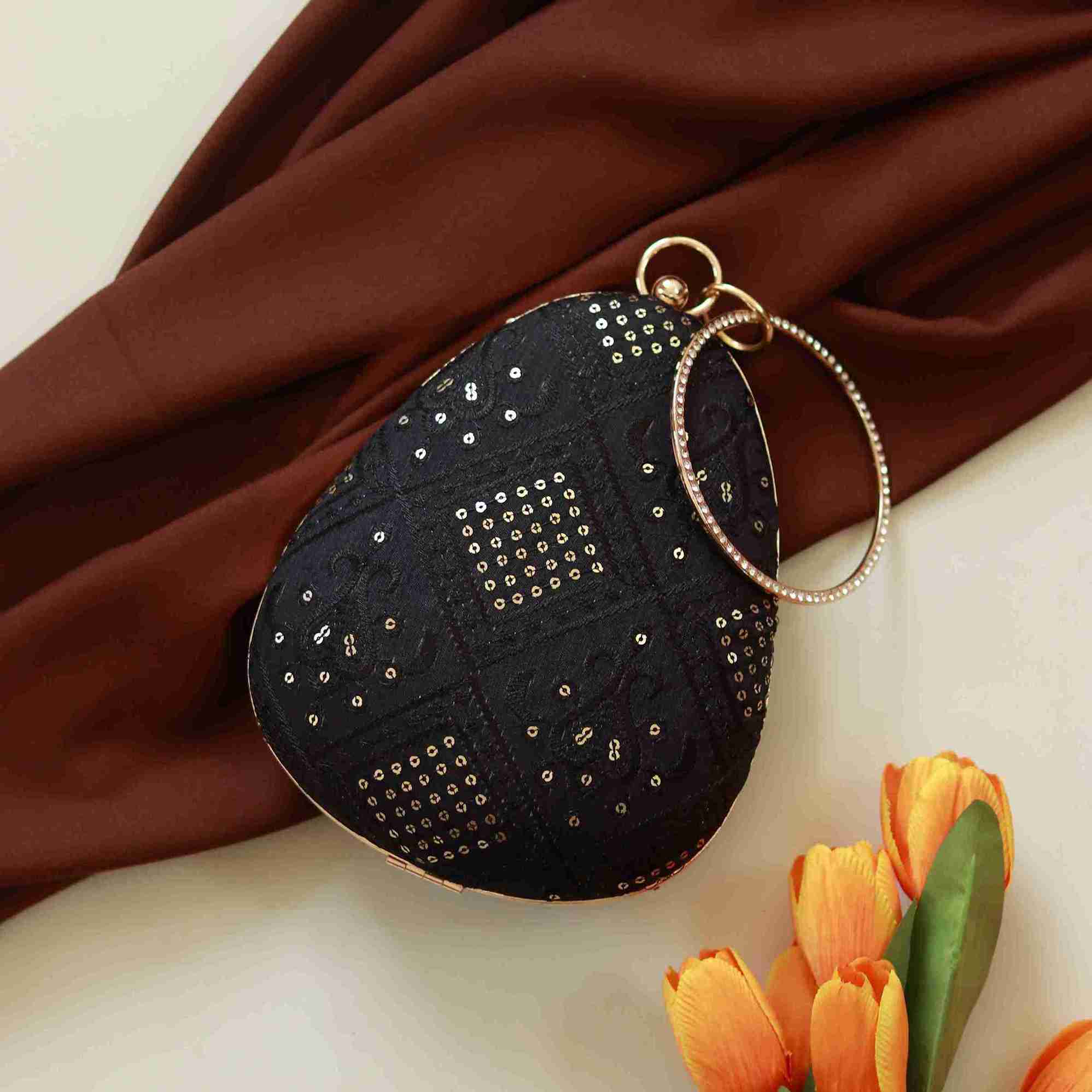 Delight Almond Shape Embroidered Clutch