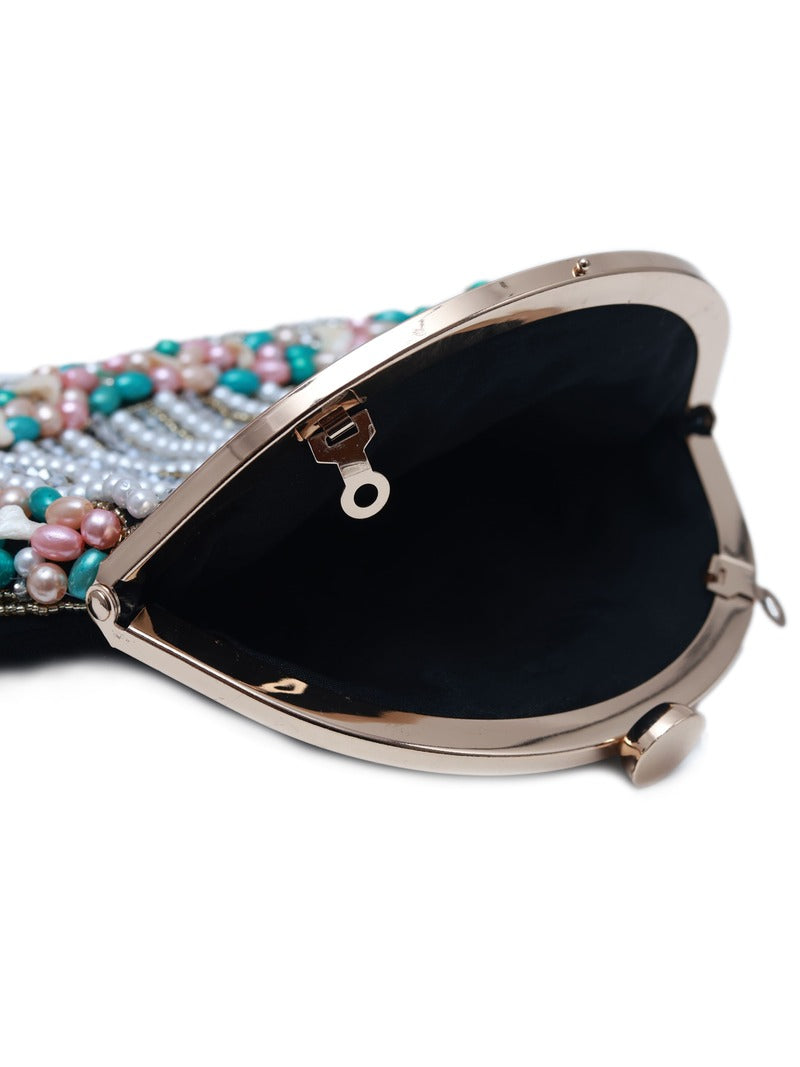 Sona Pearl Tasselled Batua with Detachable Handle