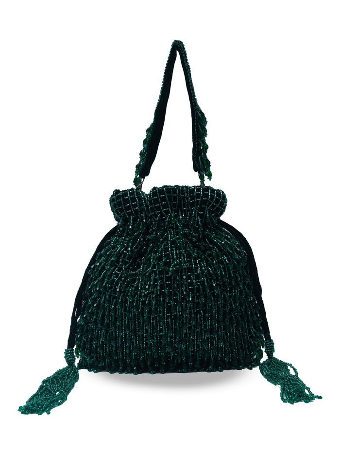 Rosa Green Potli Bag with Handle