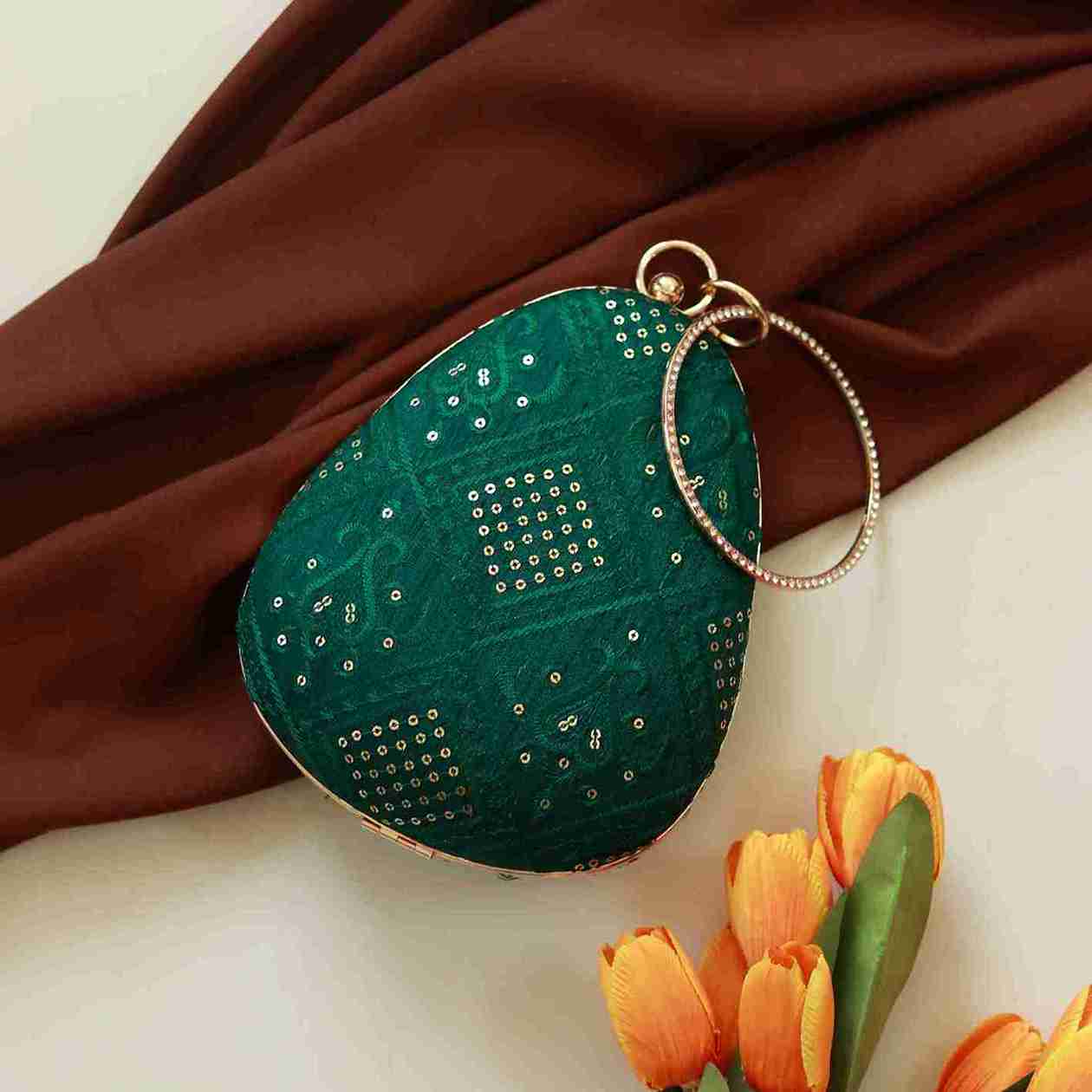 Delight Almond Shape Embroidered Clutch