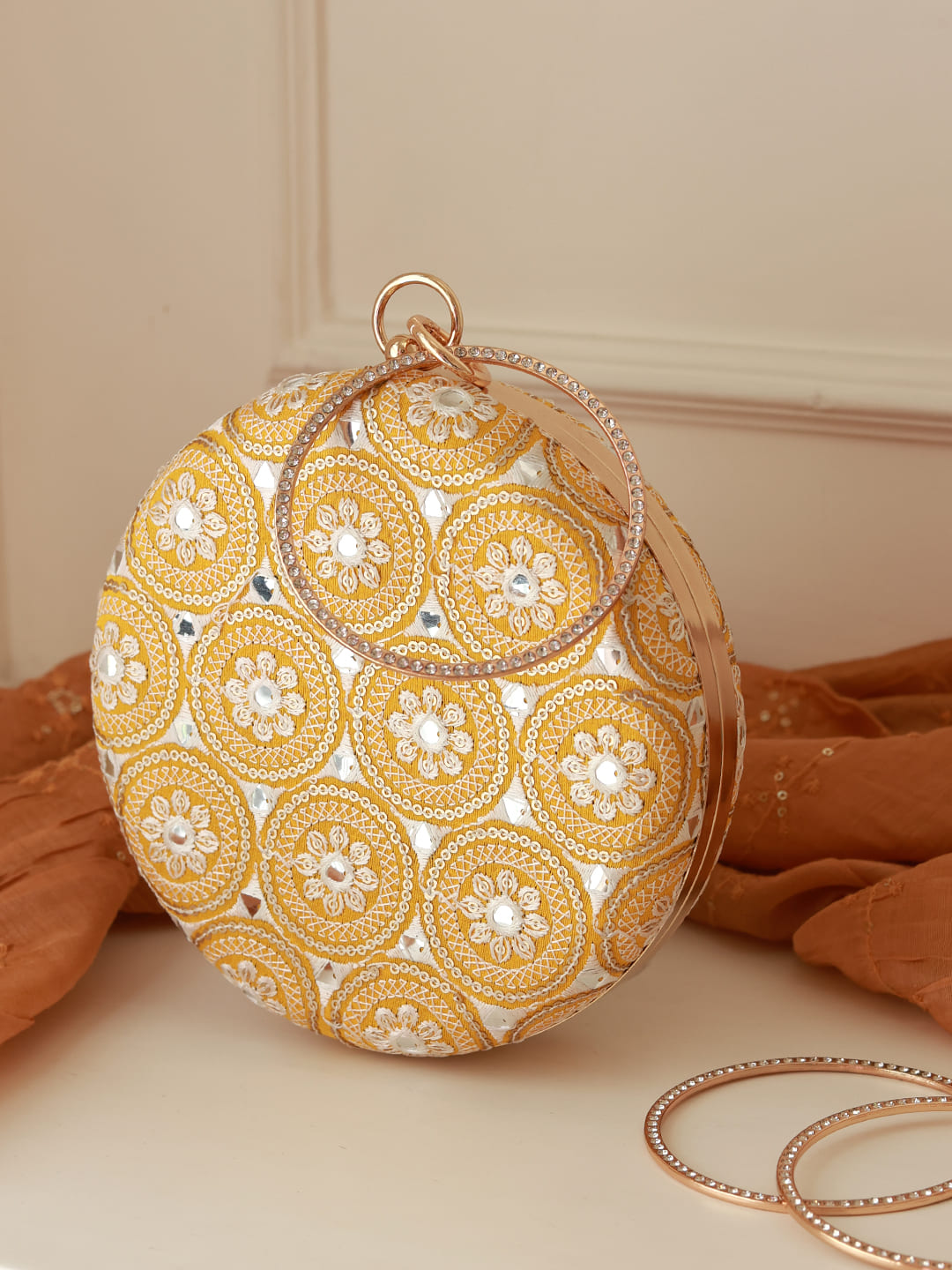 Inaara Yellow Round Clutch