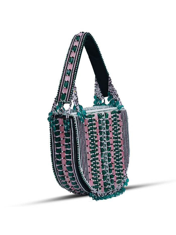 Asma Green Flap Over Bag with Handle