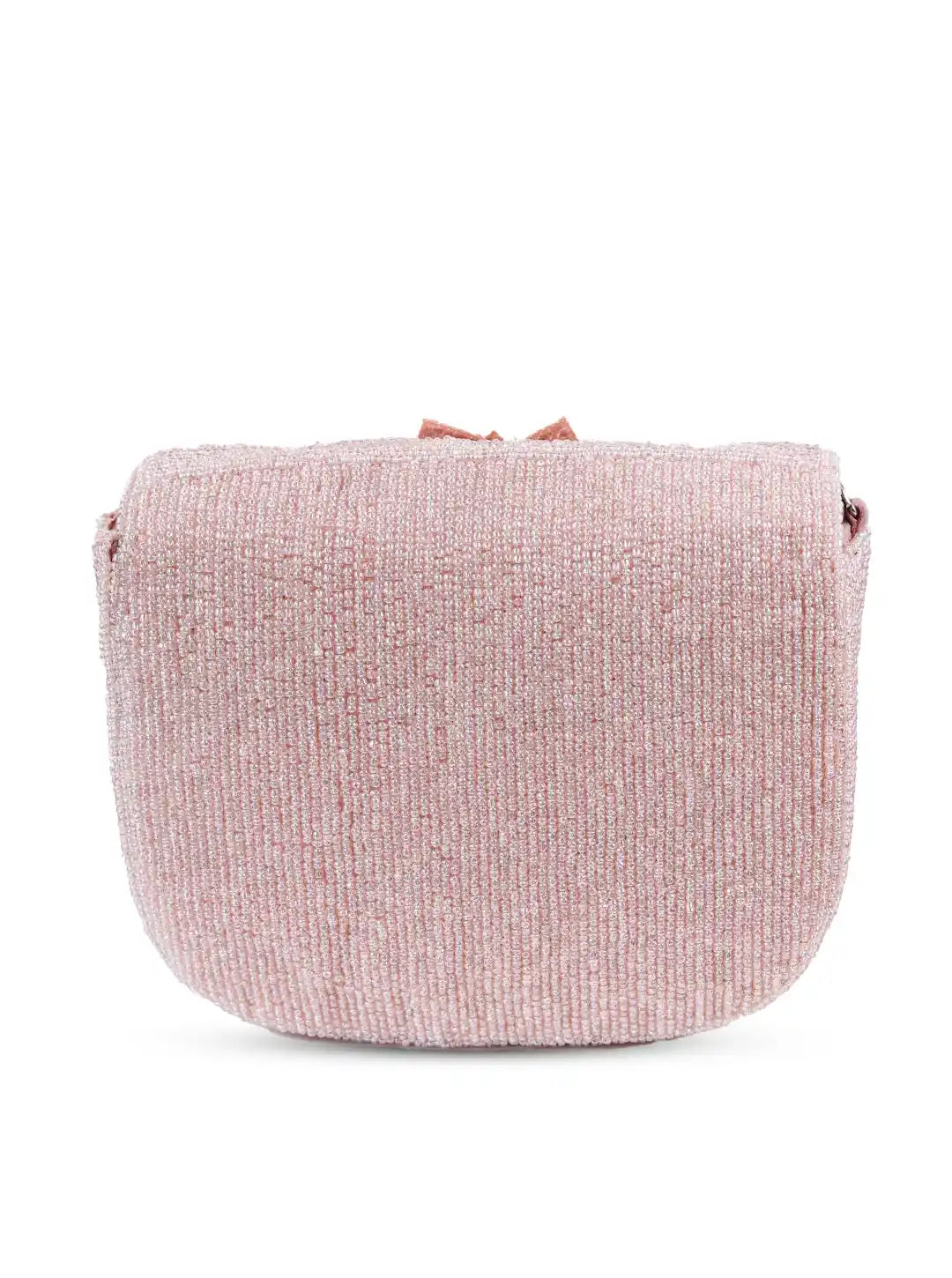 Pink textured pouch on a white background
