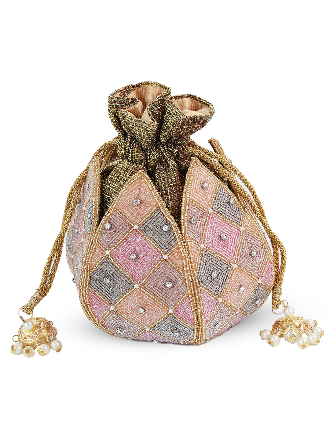 Juhi Lotus Potli with Pearl handle