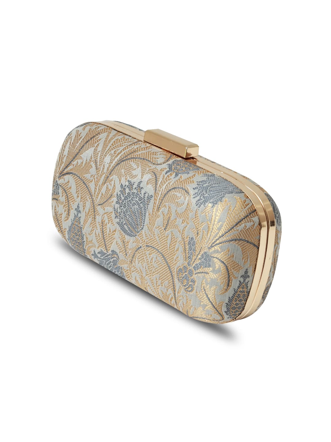 Elora Banarasi Grey Long Clutch