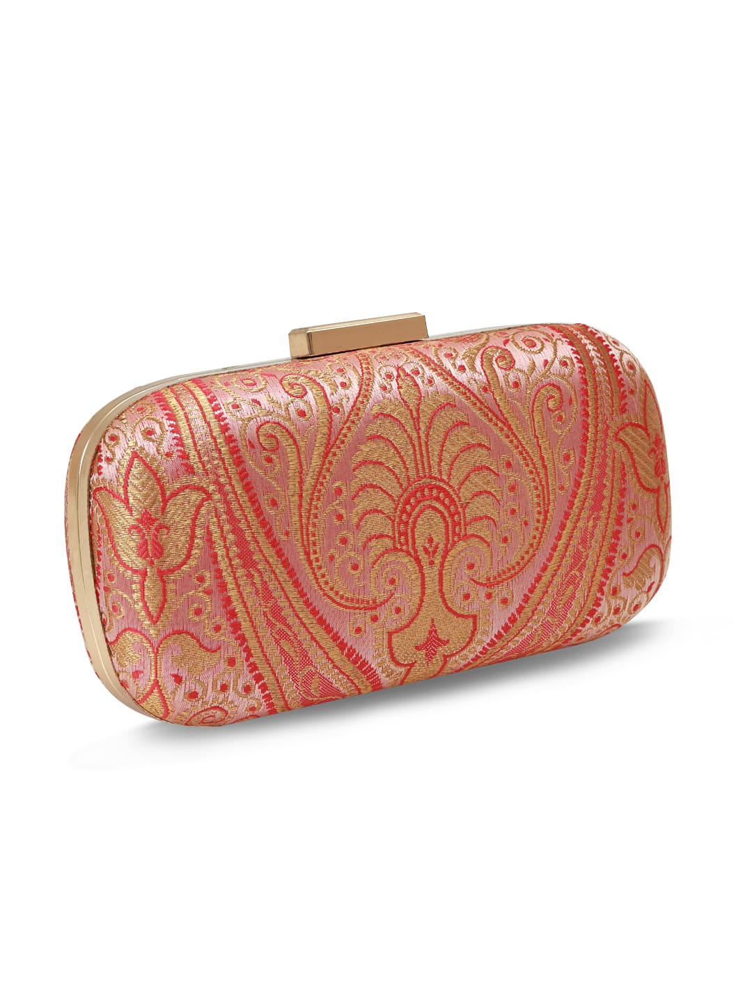 Elora Banarasi Pink Long Clutch