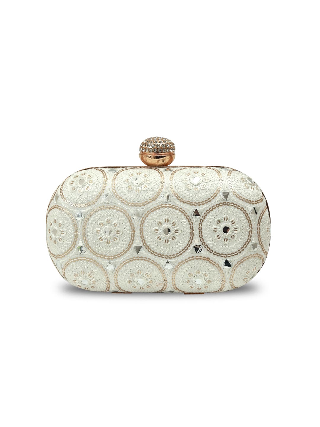 Inaara White Oval Clutch
