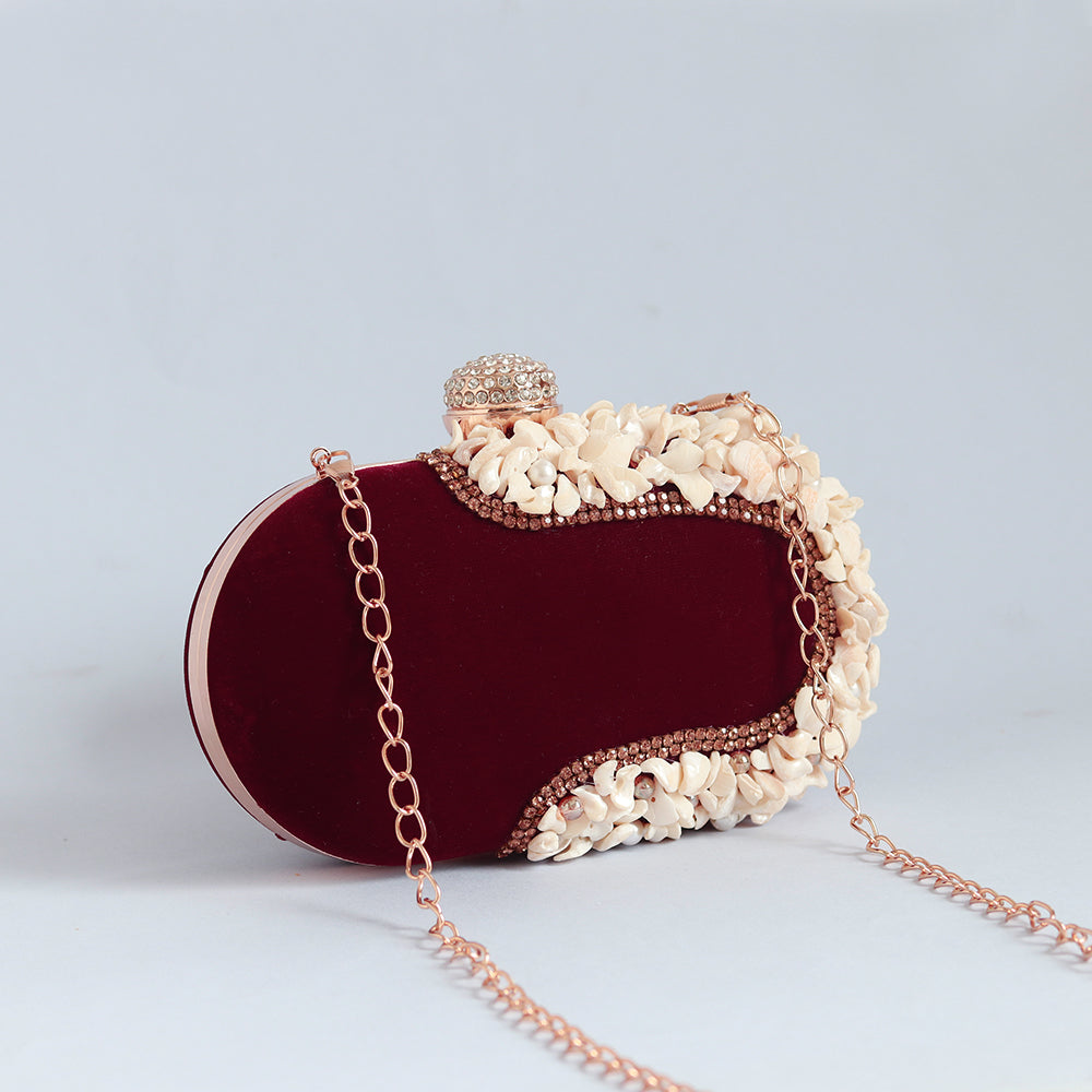 Dariya Sea Shells Hand Embroidered Clutch