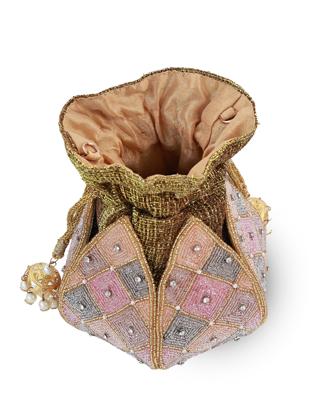 Juhi Lotus Potli with Pearl handle