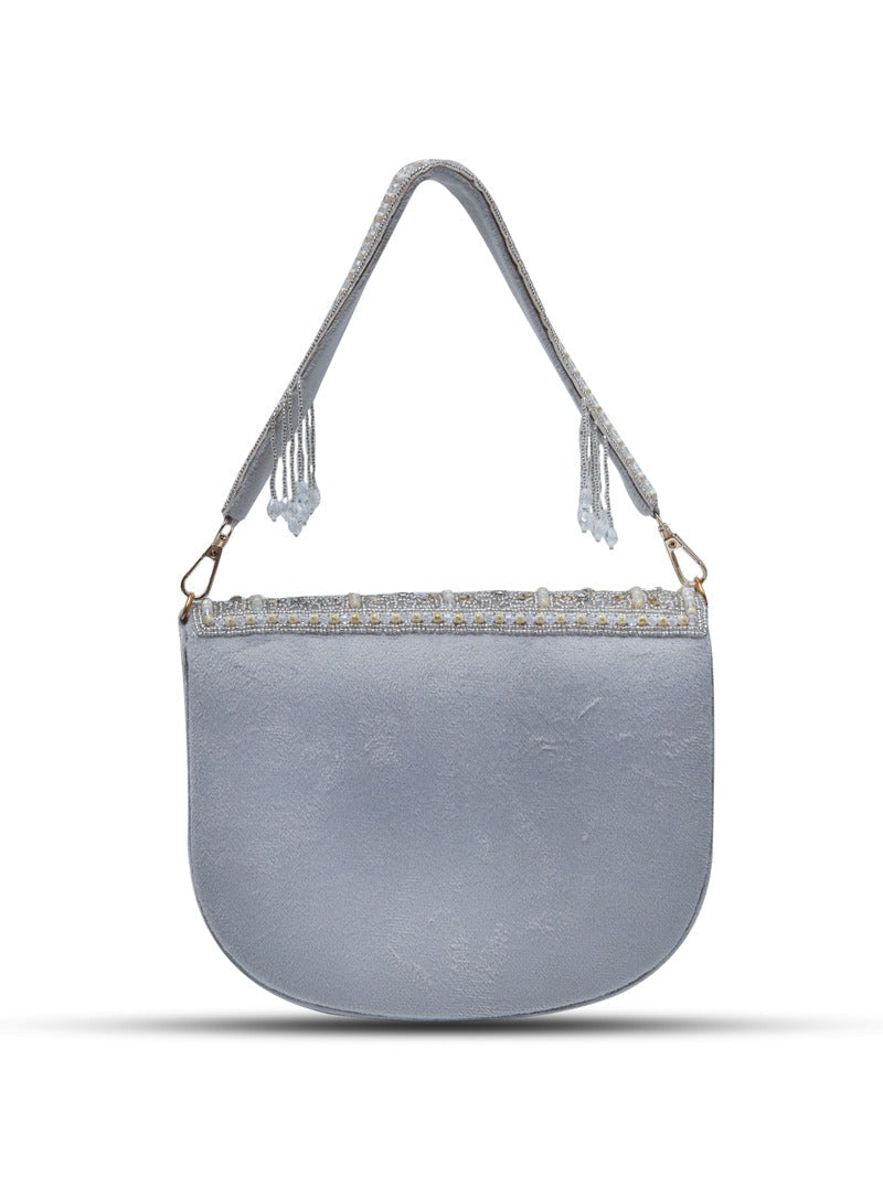 Kavya Grey Flap Over Bag with Handle