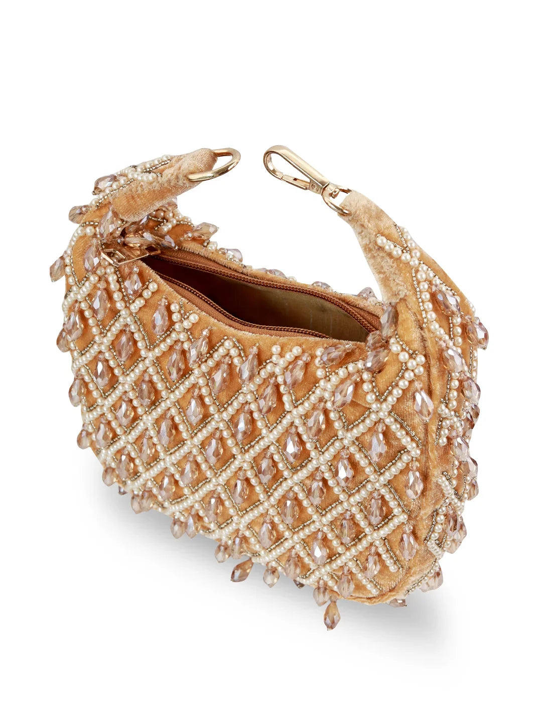 Beaded clutch bag on a white background