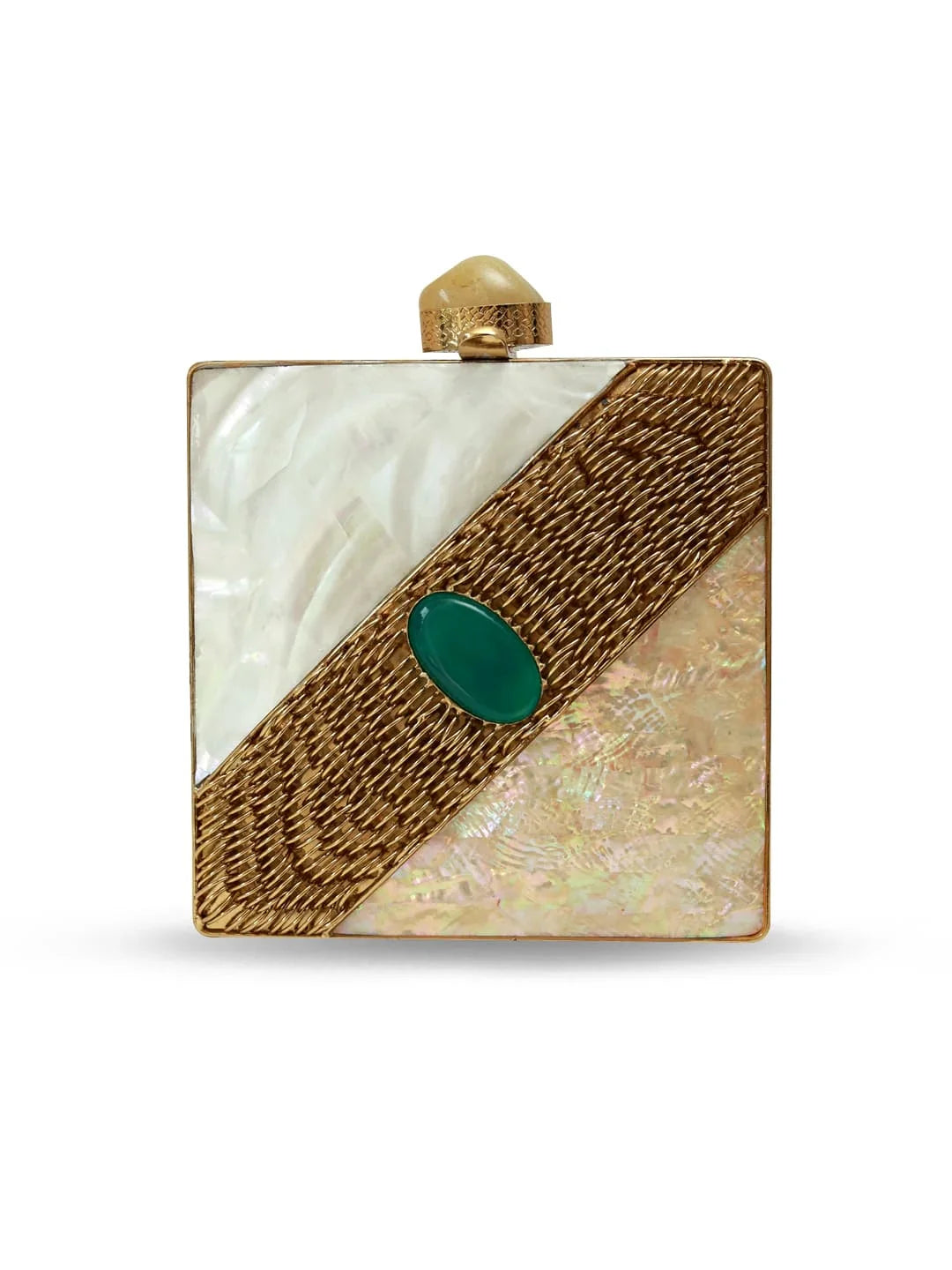 Zainab Mother of Pearl Brass Clutch