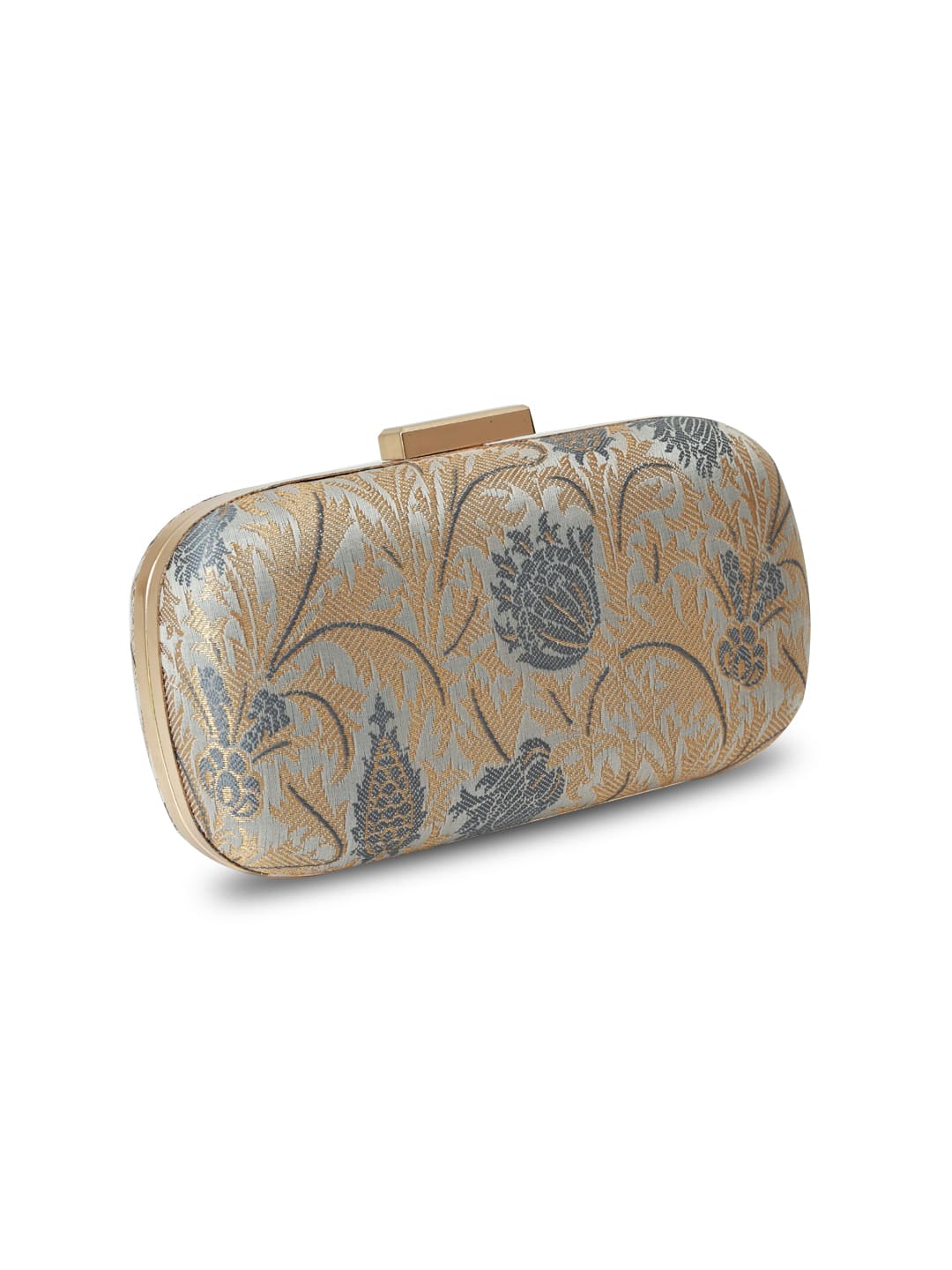 Elora Banarasi Grey Long Clutch