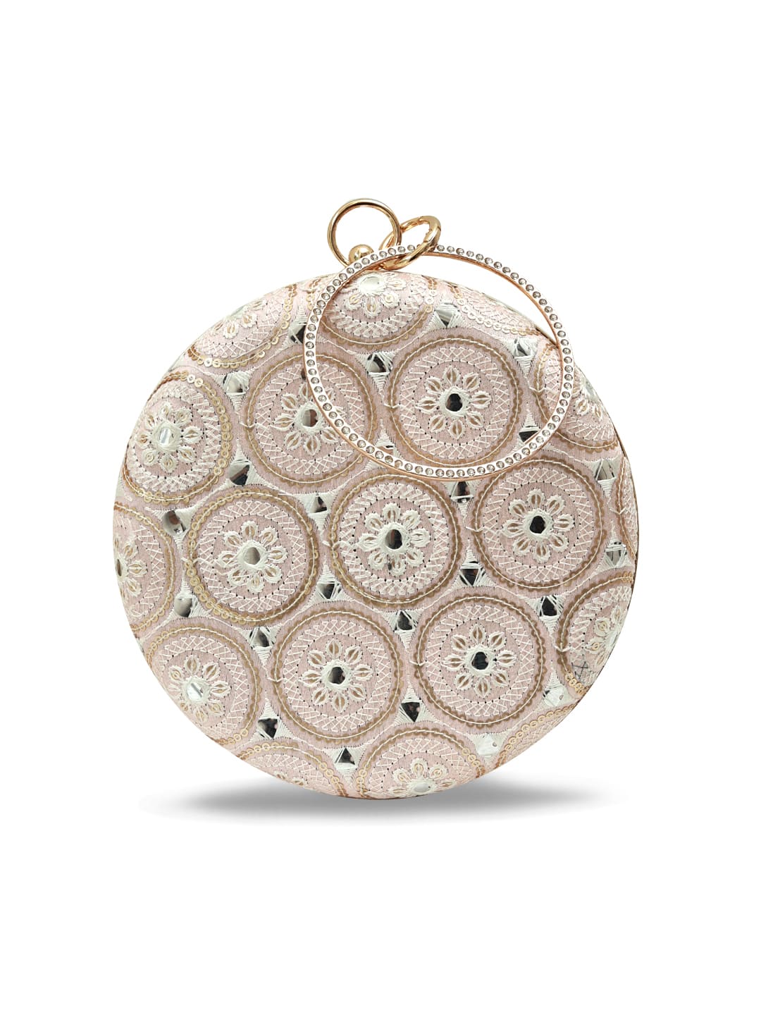 Inaara Peach Round Clutch