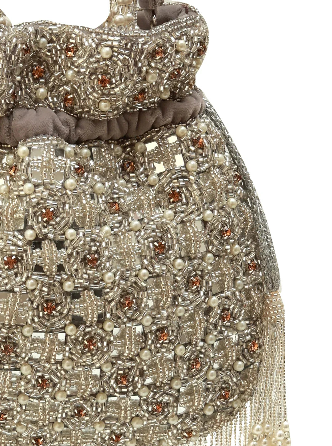 Sehaj Grey Tasselled Potli Bag