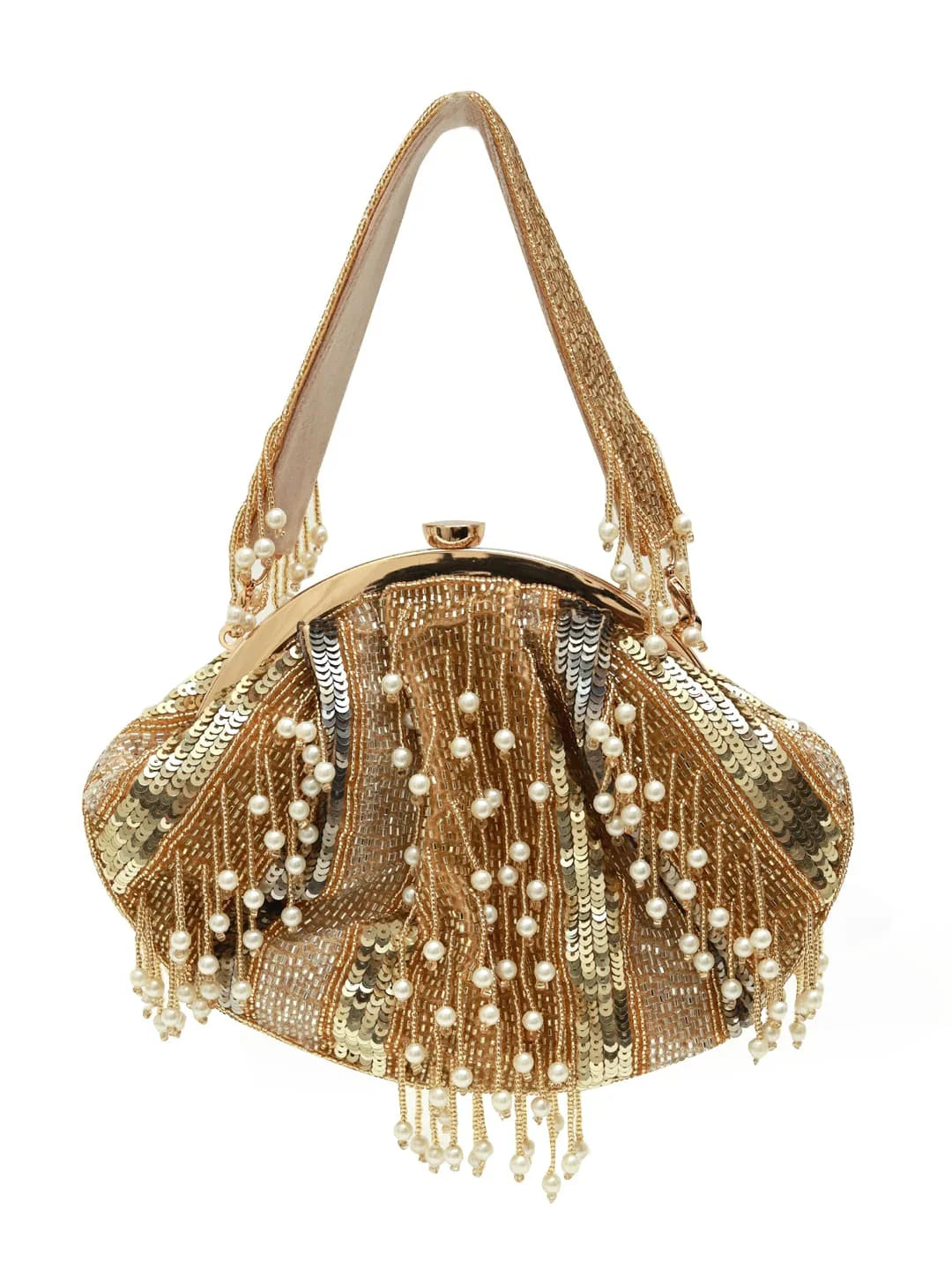 Ava Gold Pearl Bucket Bag