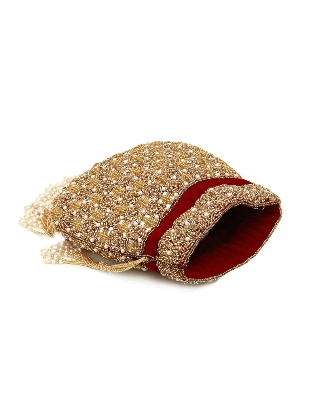 Sehaj Maroon Tasselled Potli Bag