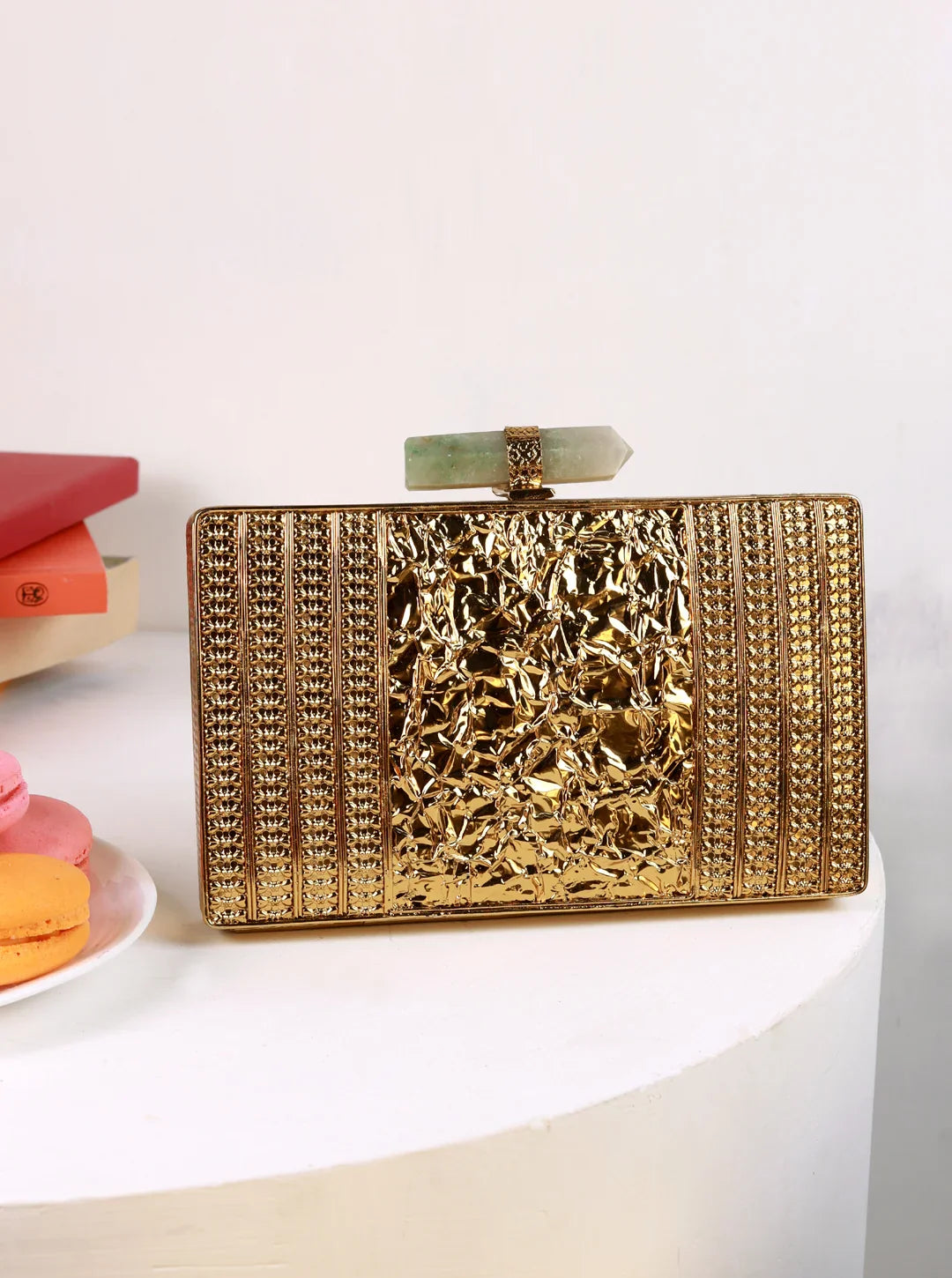 Krysty Mother of Pearl Brass Clutch