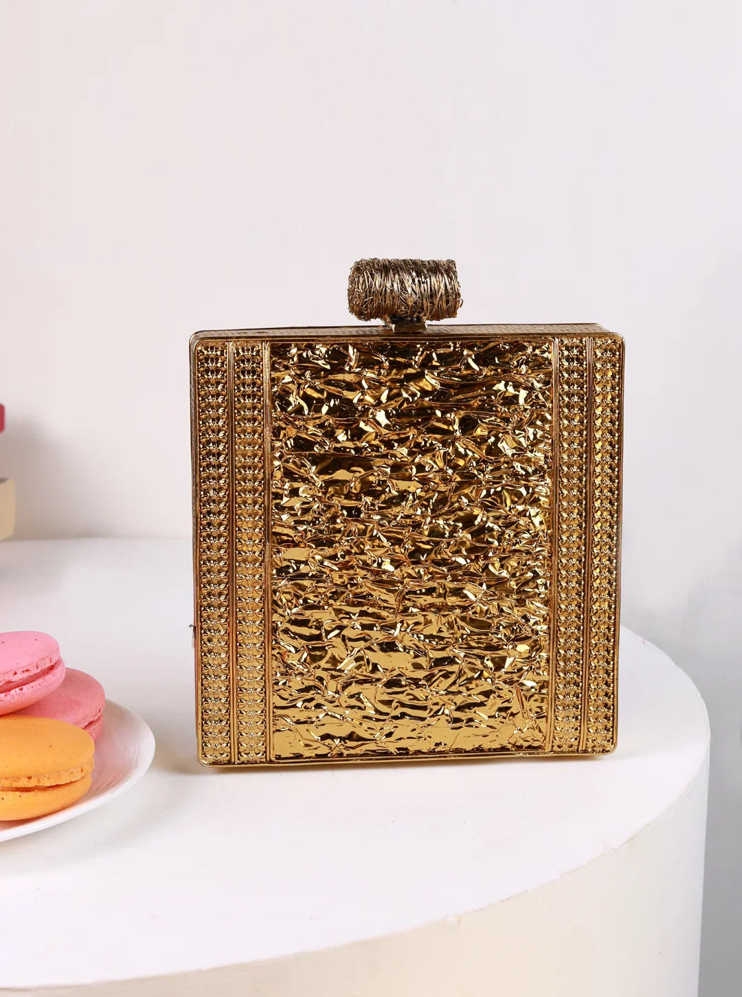 Sugar Embellished Brass Clutch