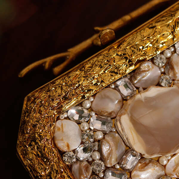 Burj Embellished Agate Stone Clutch