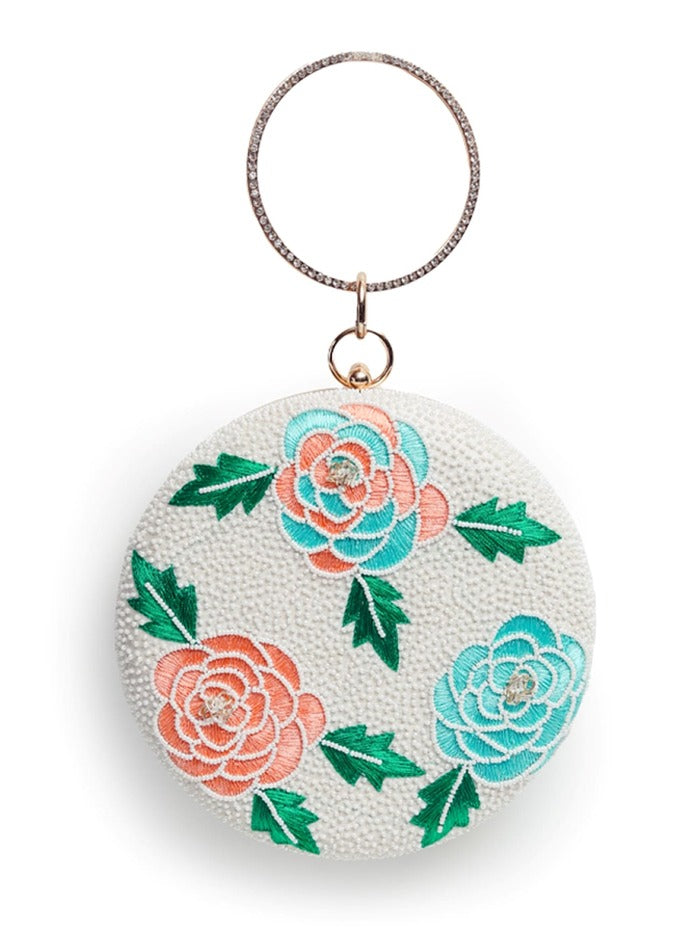 Zahra Round Floral Hand Embroidered Clutch