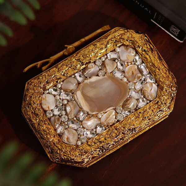 Burj Embellished Agate Stone Clutch