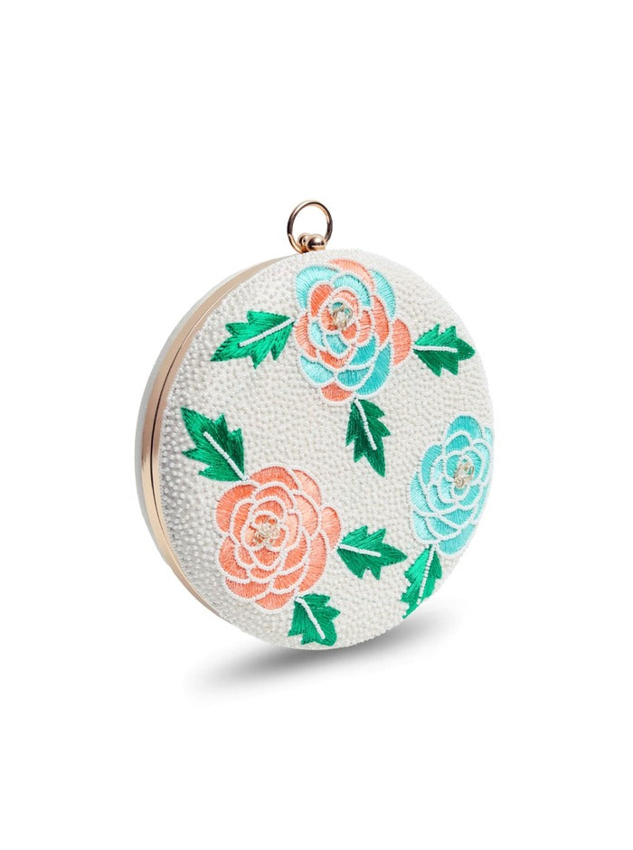 Zahra Round Floral Hand Embroidered Clutch