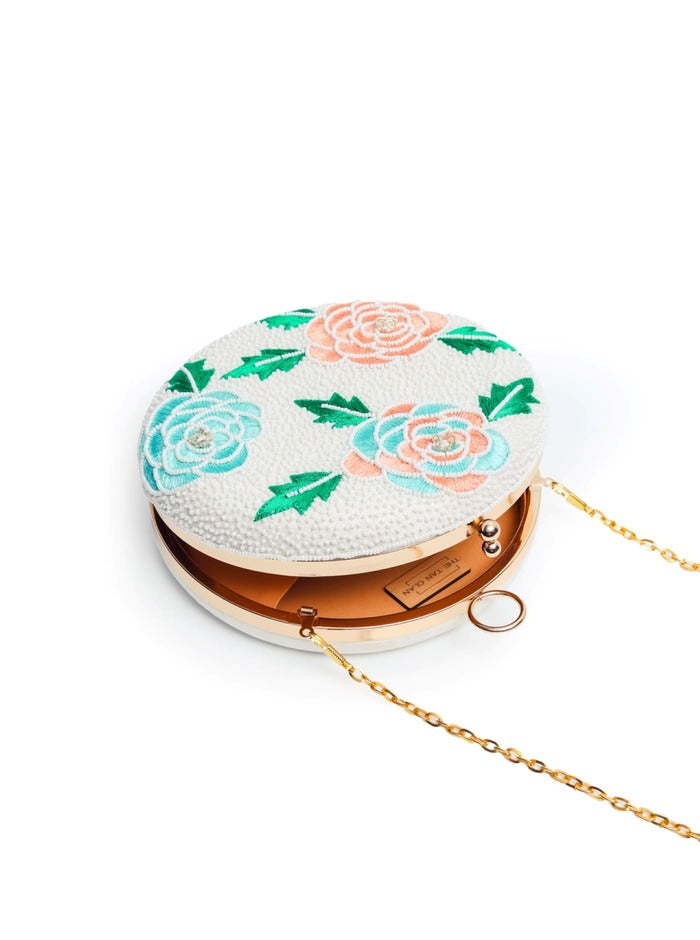 Zahra Round Floral Hand Embroidered Clutch