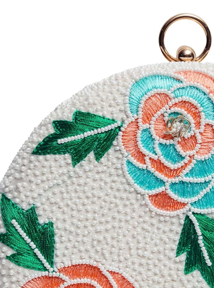 Zahra Round Floral Hand Embroidered Clutch